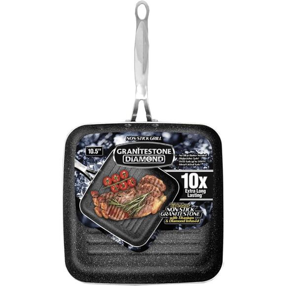 Granitestone Diamond 10.5" Non-Stick Diamond-Infused Titanium Grill Pan - Picture 1 of 4